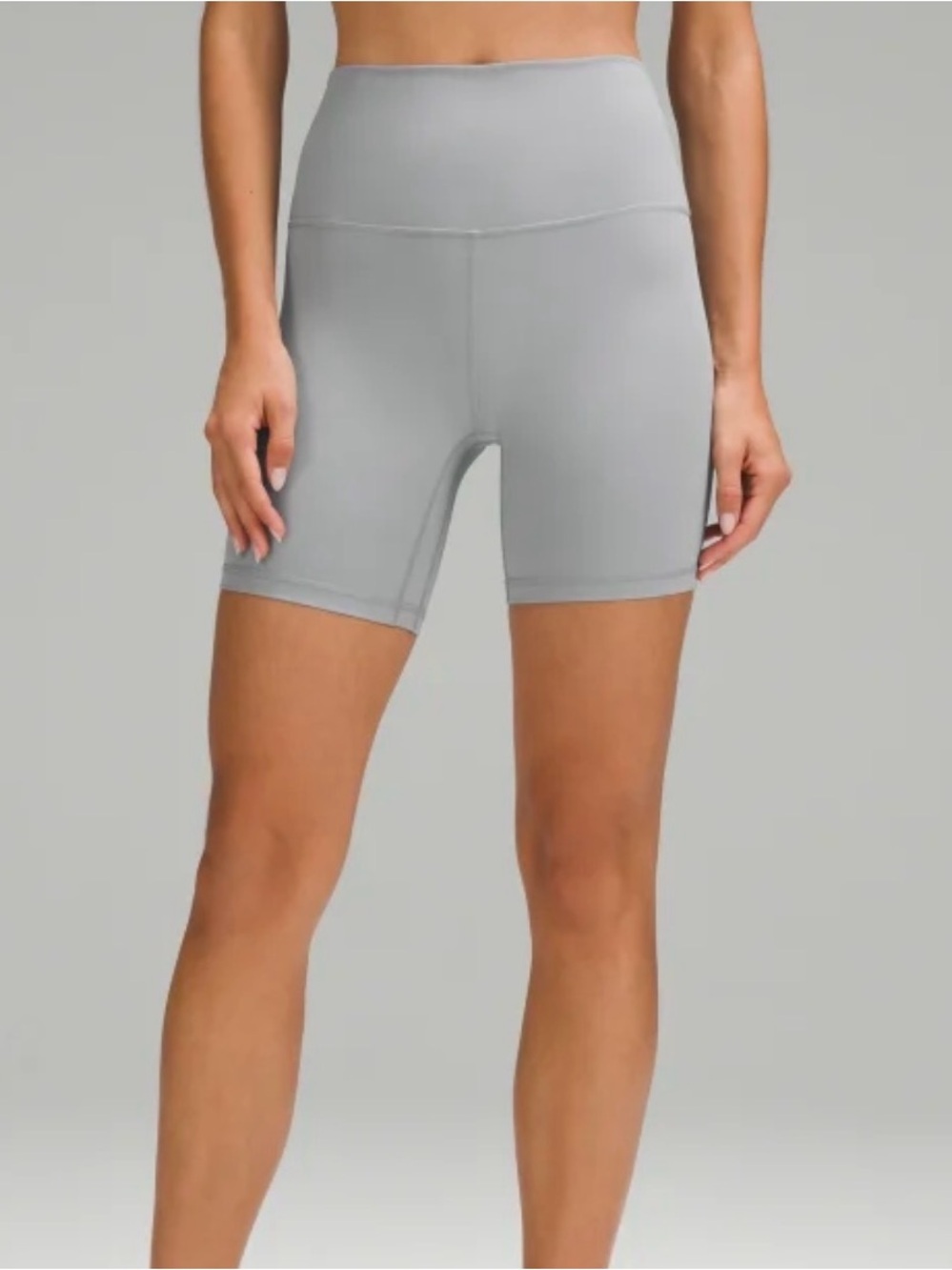 Yogalicious High-Waist Bike Shorts in Light Gray
